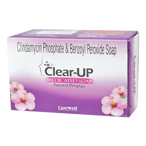 Curewell Clear-Up Anti-Pimple Soap  75gm– With Clindamycin Phosphate & Benzoyl Peroxide